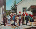 "Les ballons devant l'église" von Marie-France Vuille auf art24