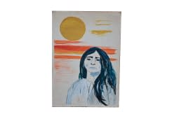 "Frau vor untergehenden Sonne" de Nadja Mayloumjan sur art24