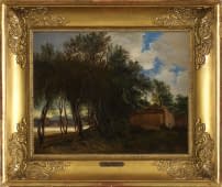 "Idyllische Uferpartie an der Rhône vor Avignon" de Alexandre Calame sur art24