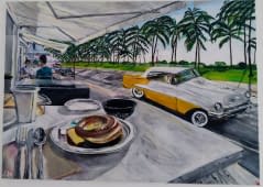 "Gemälde von Annette Matzelle (AM): Ocean Drive in Miami Beach/ Florida" von Annette Irma Matzelle (AM) auf art24