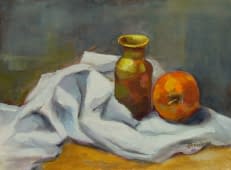 "Apfel mit Messing Vase" by Hans on art24