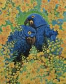 ""The Trees Bloom in the Blues of the Hyacinth Macaws" - Océane Fehr Art" von Océane Fehr Art auf art24