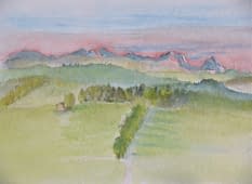 "Aussicht auf die Alpen und das Wauwilermoos" de Angela Roos-Maguire sur art24