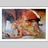 "Sadhu studying." de Ravi Kumar sur art24