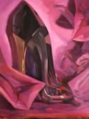 "Large perfume Bottle on Pink Background" von jewlsandjules auf art24