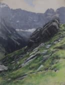 "Im Brunnital bei Unterschächen mit Hüfigletscher im Hintergrund" de Joseph Clemens Kaufmann sur art24