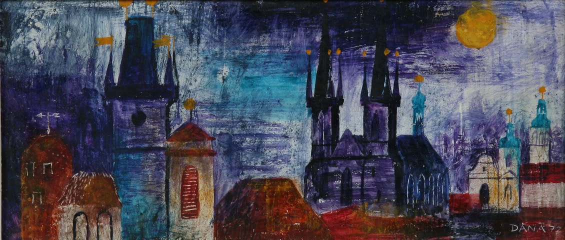 Image 1 de l'œuvre "Radniči a Týnské věče (dt. Rathaus und Teyntürme)" par Dana Hlobilová sur art24