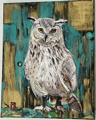 Image 1 de l'œuvre "Originalgemälde von Annette Matzelle (AM) mit dem Titel:“little owl“" par Annette Irma Matzelle (AM) sur art24