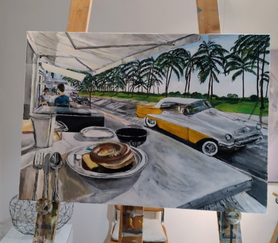 Image 2 of the artwork "Gemälde von Annette Matzelle (AM): Ocean Drive in Miami Beach/ Florida" by Annette Irma Matzelle (AM) on art24