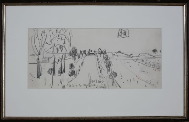 Image 1 de l'œuvre "Landschaftszeichenskizze Silnice do Myslkovice (dt. Strasse nach Myslkovice)" par Josef Kilián sur art24