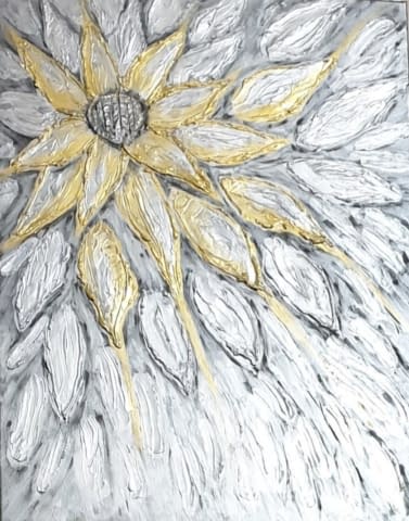 Bild 1 des Kunstwerks "Sonnenblume in Silber" von DAgis Welt auf art24