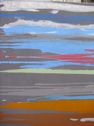 Image 1 of the artwork "Landschaft abstrakt - rot, blau, gelb" by Ebba Sakel on art24