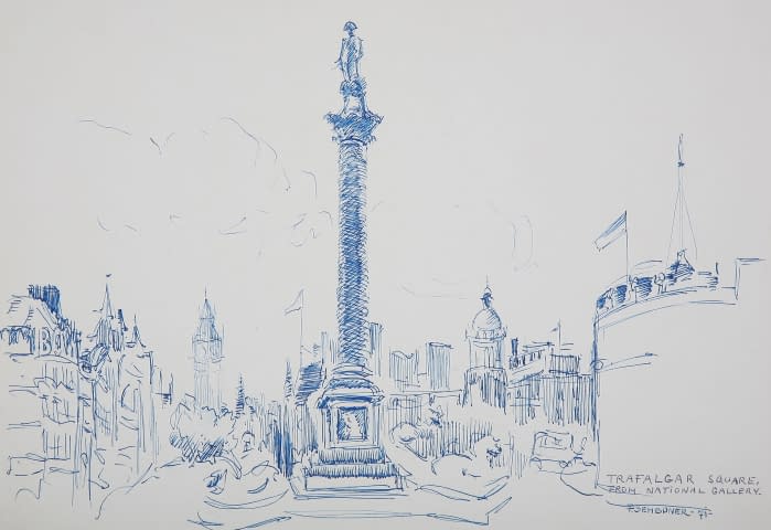 Image 1 de l'œuvre "Trafalgar Square, from National Gallery" par František Sembdner sur art24