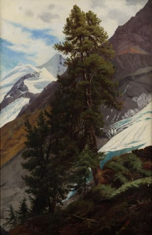 Image 1 de l'œuvre "Gebirgslandschaft mit Gletschern" par Albert Lugardon sur art24