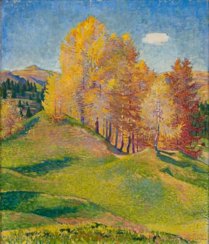 Bild 2 des Kunstwerks "Lärchengruppe im Herbst - Bündnerland" von Eduard Stiefel auf art24