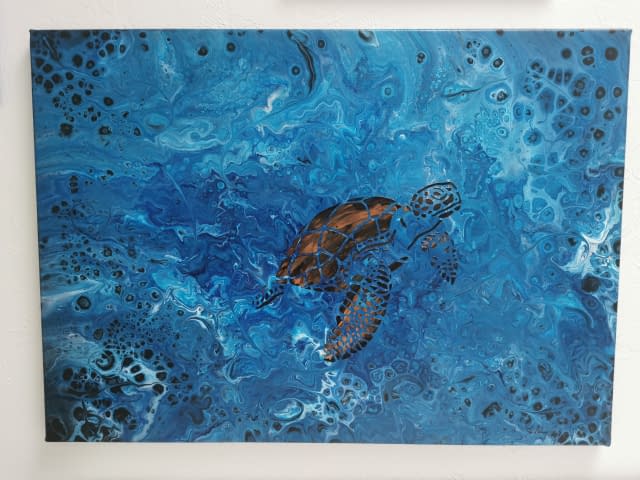 Bild 2 des Kunstwerks "Aqua con Turtle" von Anke Löwner auf art24