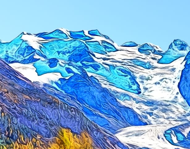 Bild 2 des Kunstwerks "Engadin: Val Morteratsch mit Piz Bernina" von Joe Amberg auf art24