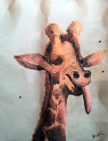 Bild 1 des Kunstwerks "A giraffe with a banana" von Artem Zaretskov auf art24