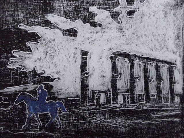 Image 3 of the artwork "Der blaue Reiter 2 I Palmyra" by Ebba Sakel on art24