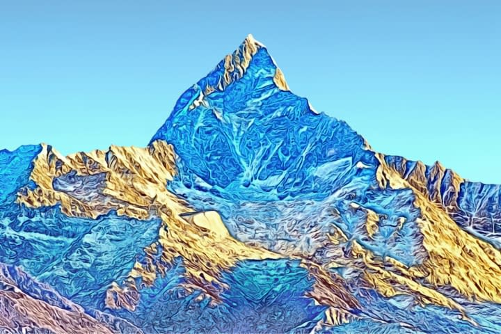 Image 1 de l'œuvre "Himalaya: Mount Everest am Abend" par Joe Amberg sur art24