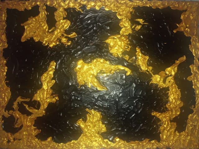 Bild 1 des Kunstwerks "Gold-Schwarz" von CAFLISCH Petra - Clepatra Fisch I auf art24