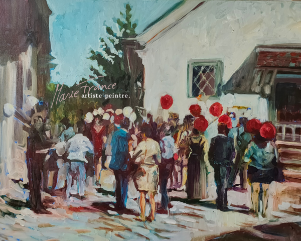 Image 1 of the artwork "Les ballons devant l'église" by Marie-France Vuille on art24