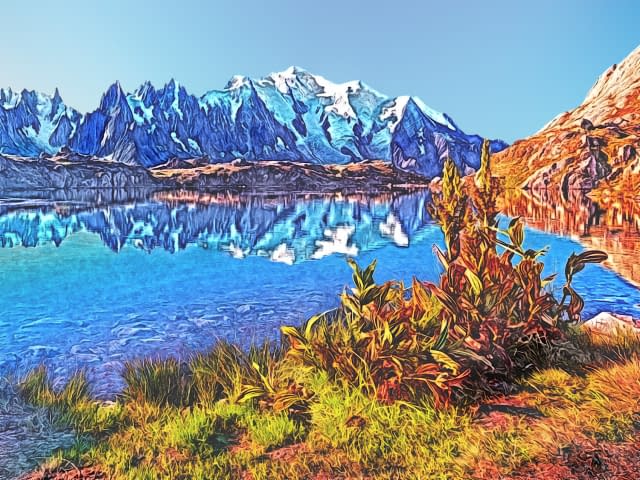 Image 1 of the artwork "Lago Bianco mit Mont Blanc Massiv" by Joe Amberg on art24