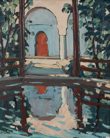 Image 1 of the artwork "Marrakech. Bassin au Dar Said  (dt.: Becken vom Dar Si Said Museum)" by Ch. A. Mangin on art24