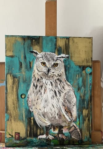 Image 2 de l'œuvre "Originalgemälde von Annette Matzelle (AM) mit dem Titel:“little owl“" par Annette Irma Matzelle (AM) sur art24