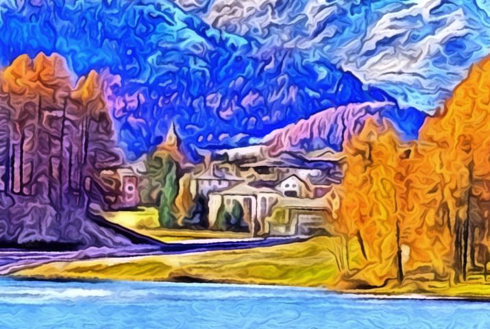 Bild 3 des Kunstwerks "Engadin: Silvaplana mit Piz da la Margna" von Joe Amberg auf art24