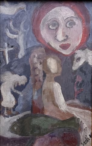 Image 5 of the artwork "Piros selyemkendős hölgy/ Frau im roten Seidentuch" by Katalin Szabadi on art24