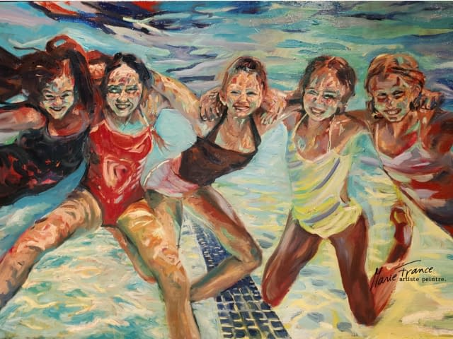 Image 1 de l'œuvre "Les copines de la piscine" par Marie-France Vuille sur art24