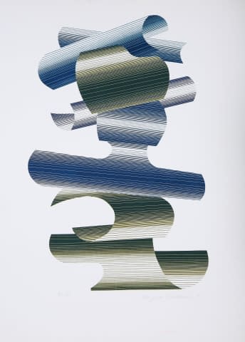 Image 1 of the artwork "Kompozice A (grüngelb) / Komposition A (22/50)" by Eugen Weidlich on art24