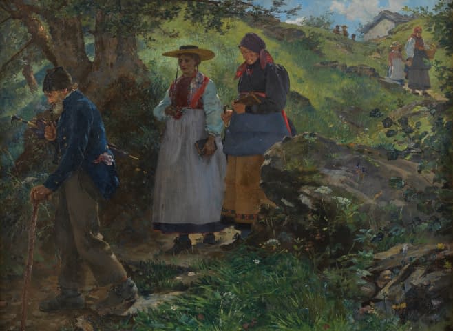 Bild 2 des Kunstwerks "Sommerlicher Kirchgang in den Bergen" von Ernst Breitenstein auf art24