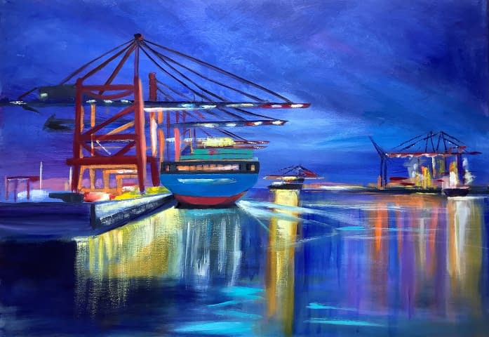 Bild 1 des Kunstwerks "Hamburger Hafen" von Corinna auf art24