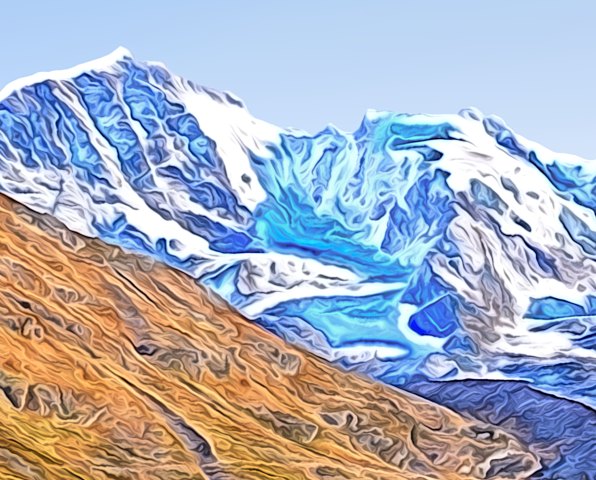 Image 2 of the artwork "Engadin, Val Roseg: Piz Bernina und Piz Roseg" by Joe Amberg on art24