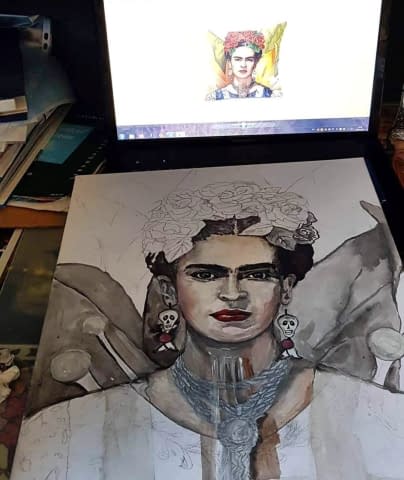 Bild 3 des Kunstwerks "FRIDA KAHLO" von Sandra Kindt auf art24