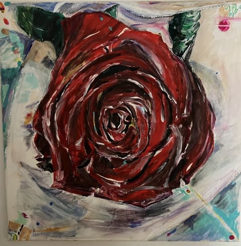 Image 1 of the artwork "Originalgemälde von Annette Matzelle (AM) aus der Rosenserie mit dem Titel: Rose Rouge - „pour toi“" by Annette Irma Matzelle (AM) on art24