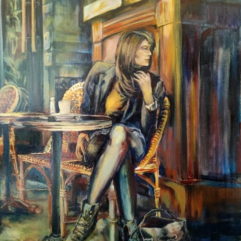 Image 1 of the artwork "Devant le café" by Marie-France Vuille on art24