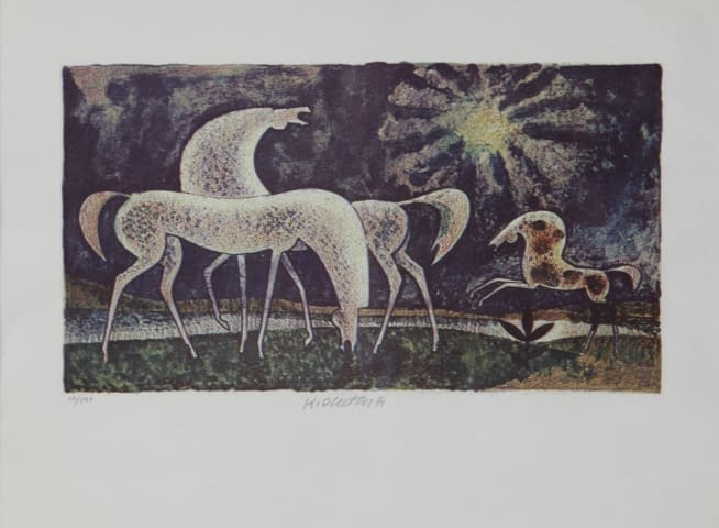 Image 1 of the artwork "Hraví koně (dt. verspielte Pferde I) 10/140" by Karel Oberthor on art24