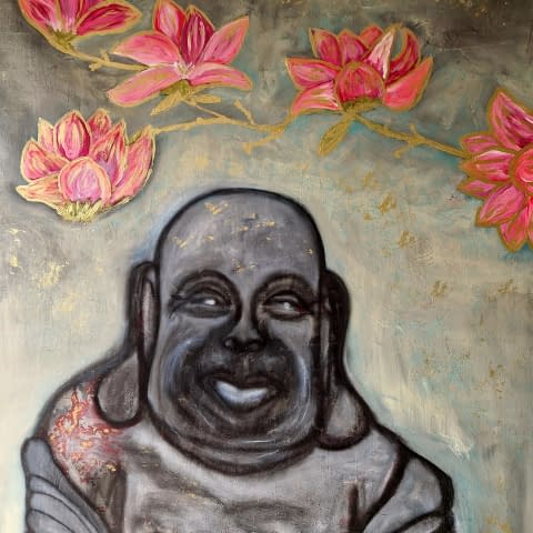 Image 4 of the artwork "Buddha under Cherry" by Art by Tina N. on art24