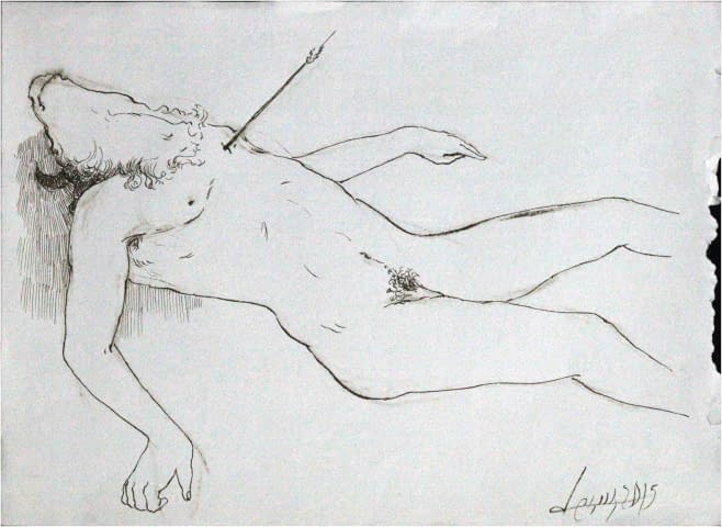 Image 1 of the artwork "Verletzter männlicher Stier (Akt)" by Jesús Nodarse Valdés on art24