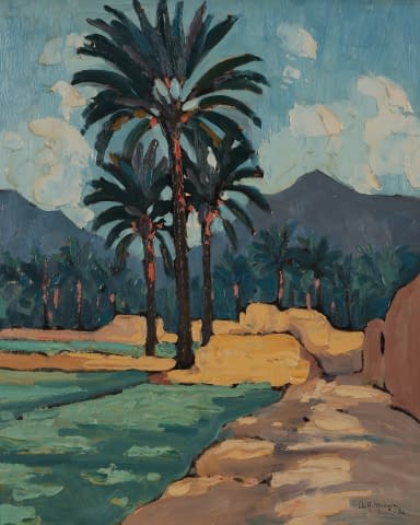 Bild 1 des Kunstwerks "Oasis d’Agga Jebel Bani (dt. Oase von Agga Jebel Bani)" von Ch. A. Mangin auf art24