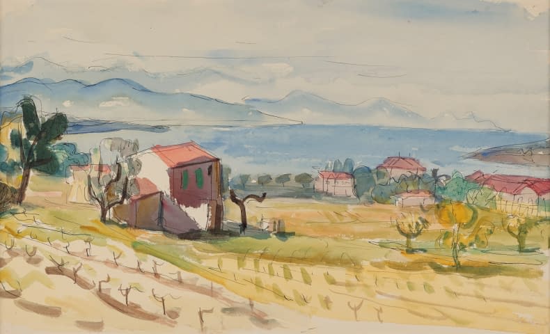 Bild 2 des Kunstwerks "Landschaft mit Rebberg und See" von Ignaz Epper auf art24