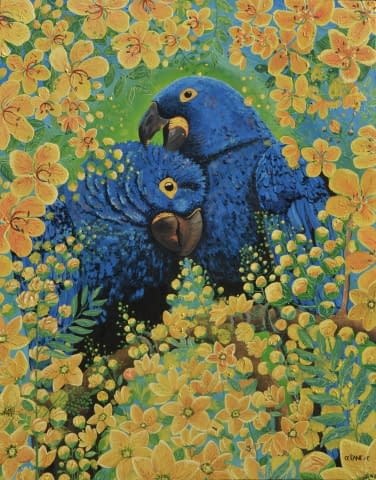 Image 1 of the artwork ""The Trees Bloom in the Blues of the Hyacinth Macaws" - Océane Fehr Art" by Océane Fehr Art on art24