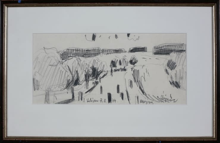 Bild 1 des Kunstwerks "Landschaftszeichenskizze Chýnova Krajina (dt. Landschaft bei Chýnov)" von Josef Kilián auf art24