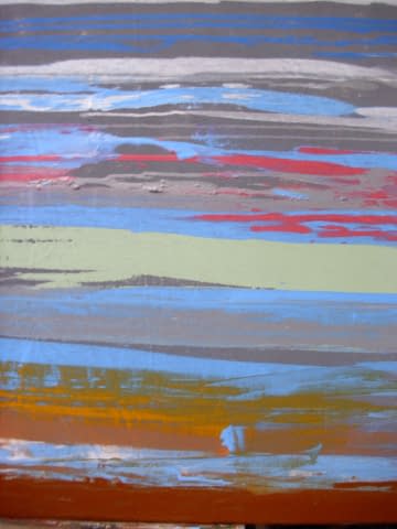 Image 2 of the artwork "Landschaft abstrakt - rot, blau, gelb" by Ebba Sakel on art24