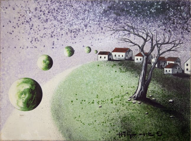 Bild 1 des Kunstwerks "Häuser und Baum" von Maximilian Hilpert auf art24