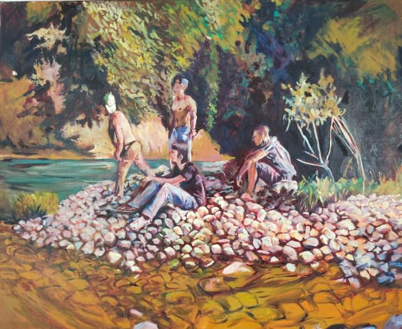 Image 1 of the artwork "Jeunes gens au bord de l'eau" by Marie-France Vuille on art24