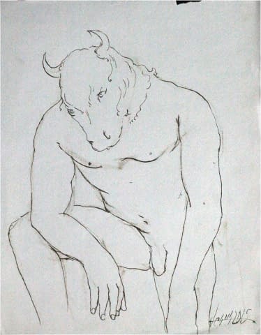 Image 1 of the artwork "Studie, Akt mit Stierkopf" by Jesús Nodarse Valdés on art24